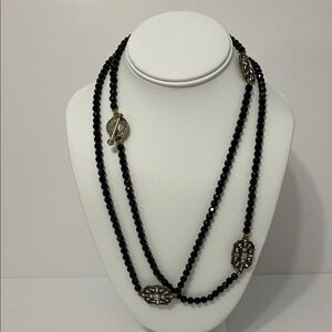 Heidi Daus Black Beaded Necklace with Gold/Bronze Accents